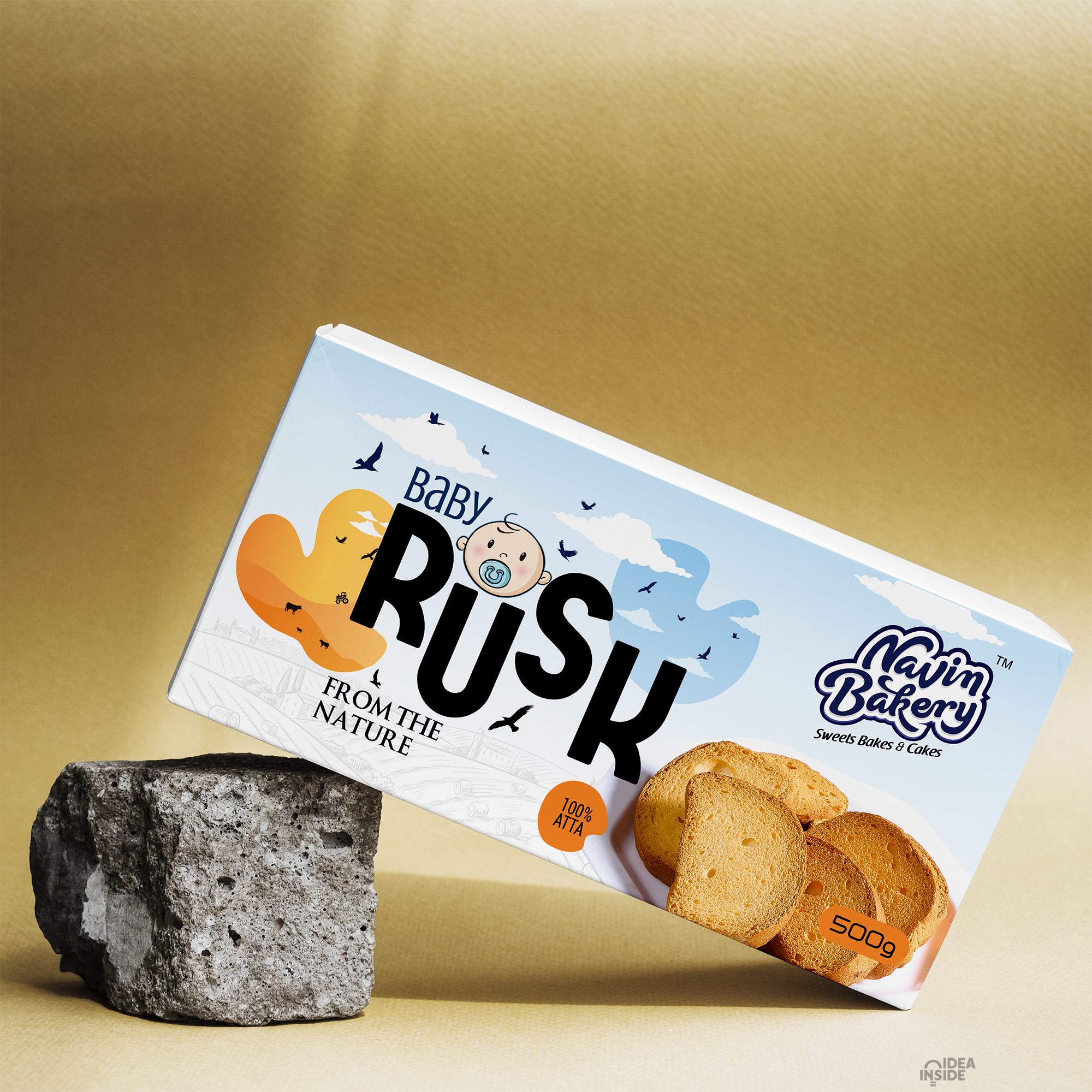 Paper Box On Rock Mockup